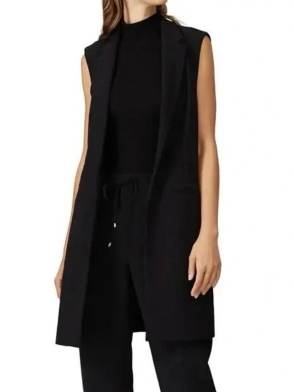 Club Monaco tailored sleeveless long blazer vest black women's size XS